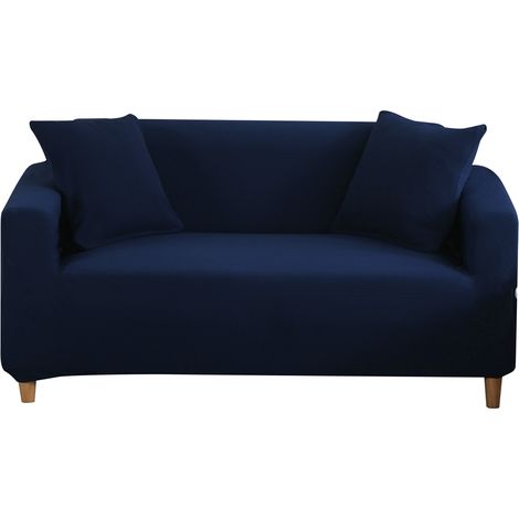 Housse de canapé imperméable bleu foncé lavable en machine anti‑taches épaisse tout‑en‑un pour canapé double 145‑185cm (1/5)