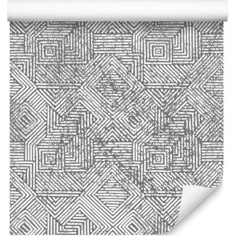 Papel pintado geométrico de estilo vintage para salón y dormitorio, 50x1000 cm. (1/5)