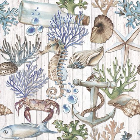 Anniversary House Tiflair Sea Life Treasure Luxury tovaglioli 3 veli PJ370019 (1/3)