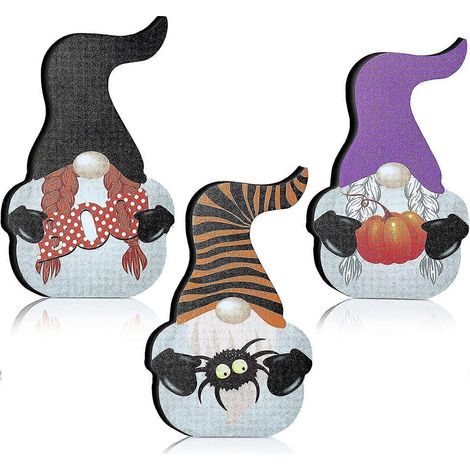 3-teiliges Halloween-Tischschild-Set aus Holz mit Zwergenmotiv, Etageren-Tablett, Holzschild für Zuhause (1/5)
