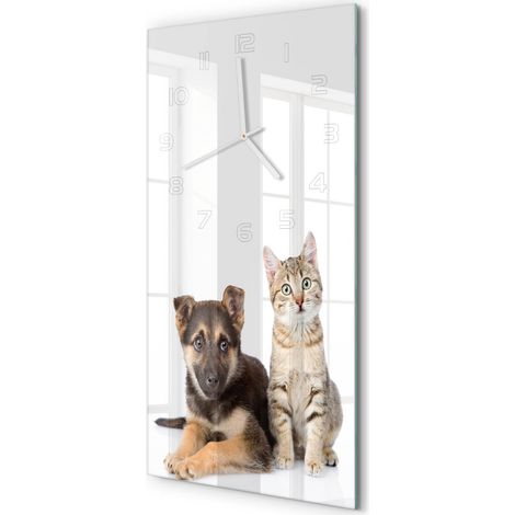 Horloge Murale Rectangulaire Verticale Fonctionne avec Pile AA 30x60 cm Chien et chat 30x60 cm (1/5)