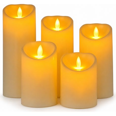 Lot de 5 bougies LED rechargeables à flamme vacillante — télécommande incluse (1/5)