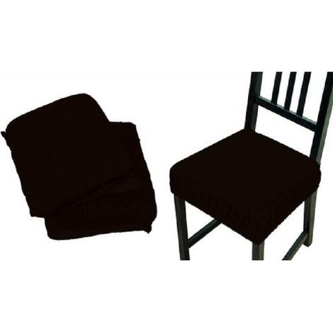 Trade Shop - Set 4 Coprisedia Cuscini Marrone Elastica Cuscino Sedie Imbottito Sfoderabile -
