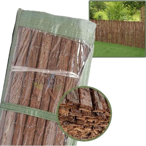Suinga – Clôture en écorce double face 150x300cm – Feuilles d'écorce de pin naturel – Résistante aux intempéries – Pour occultation et délimitation de jardin