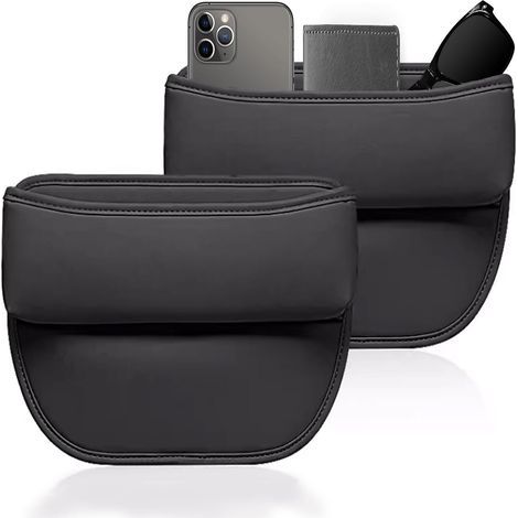 2 Pièces Boîte de Rangement pour SièGe de Voiture,Organisateur Voiture en Cuir,Poche LatéRale de la Console,Multifonctionnel Stockage d'écart Siège Voiture pour Téléphones,Cartes,Clés (1/5)