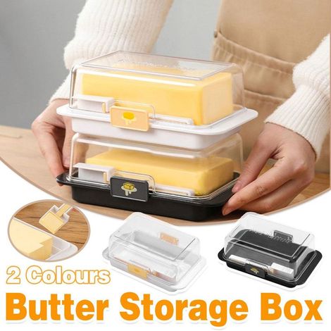 Aufbewahrungsbox für Butter und Käse mit Deckel, aus schwarzem Kunststoff, ideal für Küche und Kühlschrank. (1/5)