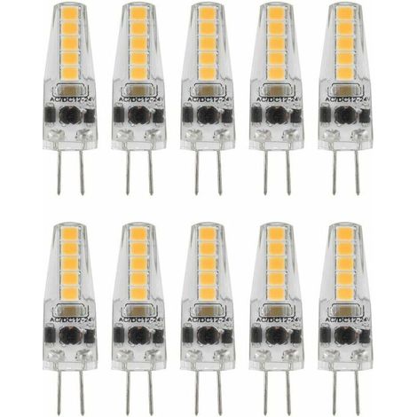 10 Stück G4 LED-Leuchtmittel, 2 W, 3000 K, AC 12–24 V, dimmbar, für Kronleuchter, Deckenleuchte, Tischlampe, Warmweiß (1/5)