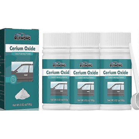Kit de polissage et de réparation du verre avec 3 produits pour éliminer les rayures profondes, poudre d'oxyde de cérium 100 g (1/4)