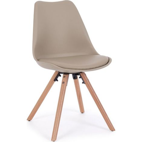 Set 4 Sedie Scandinave Pelle Tortora Moderna da Interno - FIO - Colore: Nero (1/4)