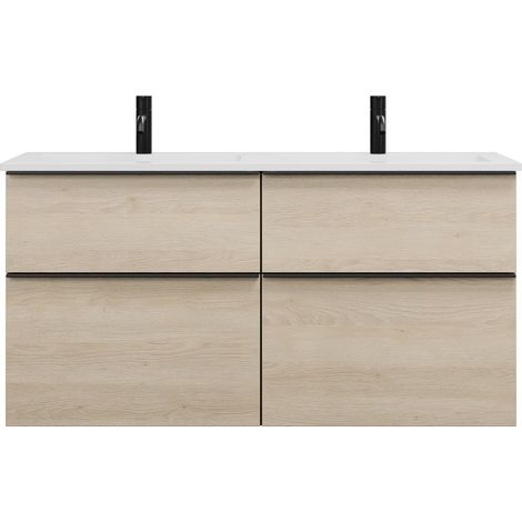 burgbad Eqio mueble bajo para lavabo doble con 4 cajones, anchura