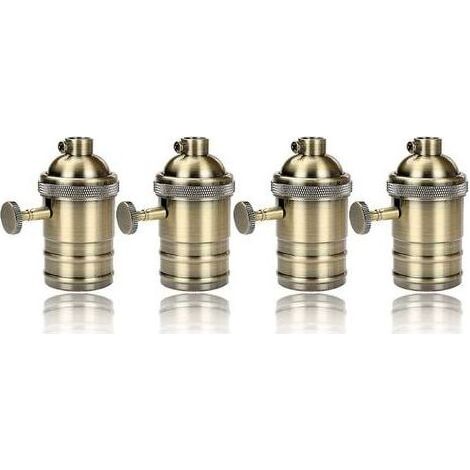 Lot de 4 Douilles E27 en Céramique et Laiton, Style Rétro Vintage, Adaptateur Solide pour Suspension Lumineuse, Décoration Intérieure (1/5)