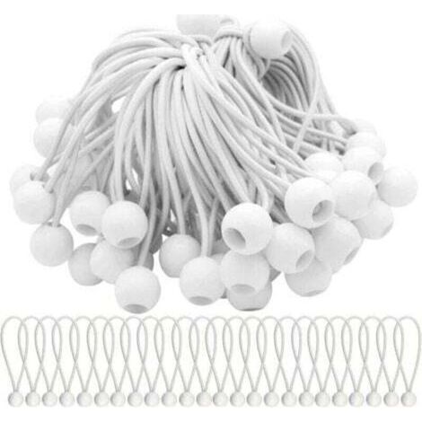 Lot de 50 Tendeur Elastique Cordons Élastiques avec Boules Sandow Elastique Boules Elastiques pour chapiteaux, tentes, bannières et bâches, (1/4)