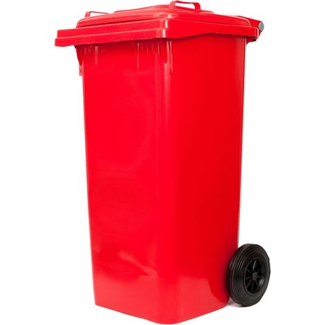 BIDONE QUADRO NETTEZZA URBANA CON RUOTE LT.120 ROSSO ICS
