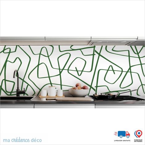 Crédence : Lignes fluides - Couleur Vert émeraude - Alu composite - 60 - 120 (1/3)