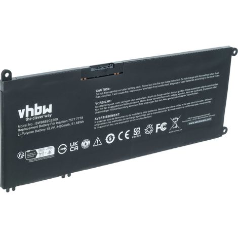 vhbw Akku kompatibel mit Dell Inspiron 7778, 7577, 7779, G7 7588, G5 15-5587 Notebook (3400 mAh, 15,2 V, Li-Ion) (1/5)