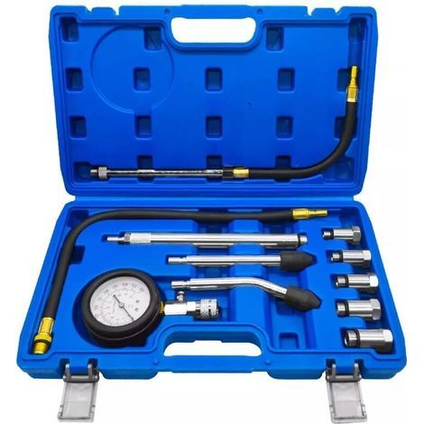 Car Compression Tester, 11pcs Compression Testers for Cylinder Gasoline Engines Digital Compression Gauge 250 PSI Gasoline Automotive Compressiometer Set (1/4)