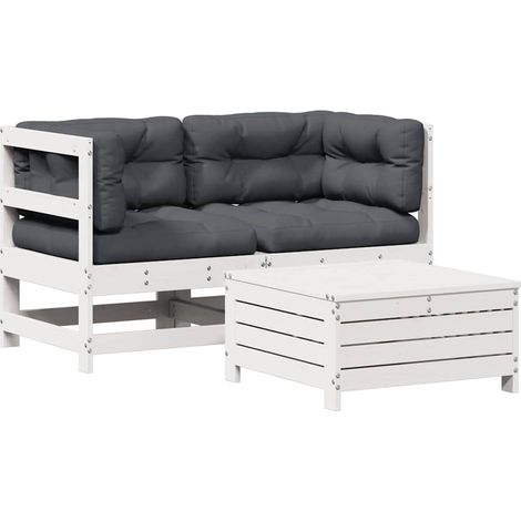Maison Exclusive - Set Salotto da Giardino 3 pz Cuscini Legno Massello Pino Bianco (1/5)