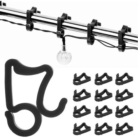 Confezione da 100 ganci neri resistenti alle intemperie per luci natalizie/di drenaggio da esterno. (1/5)