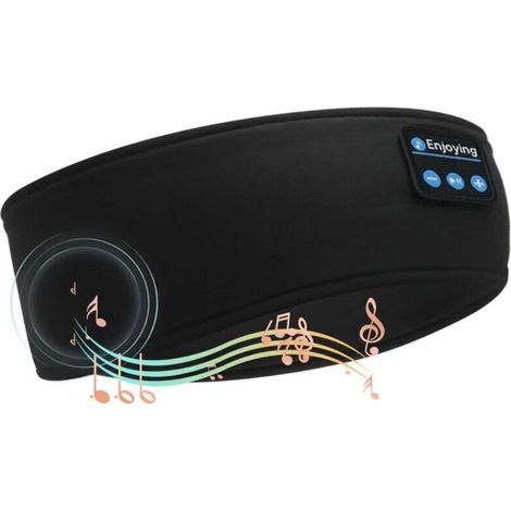 Casque audio pour dormir, bandeau Bluetooth, masque de sommeil antibruit, idéal pour le sport, les voyages et les personnes dormant sur le côté (noir) (1/4)