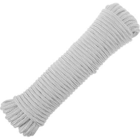 PrimeMatik - Corde en polyester tressée 20 m x 6 mm blanche (1/5)