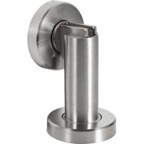 Magnetischer Türstopper MS010 in Edelstahloptik – Türstopper mit Befestigungsmaterial für Boden und Wand – Magnetischer Türblock – Ø 5 cm, Höhe 8,4 cm