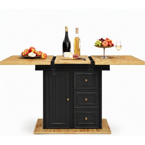 CHICFURN Mesa de comedor extensible 110 a 140 x 80 x 75 cm en MDF efecto madera con almacenaje (1/5)