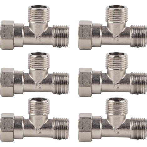 Lot de 6 Raccords Té 3 Voies Inox G1/2 M/F - Diviseur d'Eau Robuste et Durable pour Plomberie Résidentielle et Industrielle (1/4)