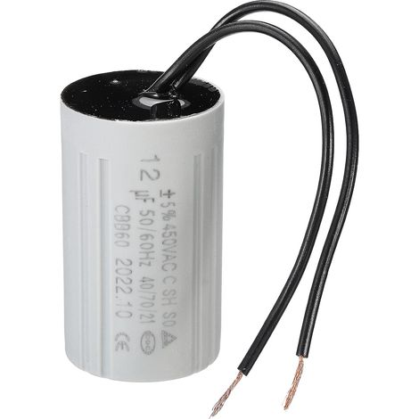 CBB60 12uF Condensateur de Démarrage, AC 450V 2 Fils 50/60Hz Cylindre 60x35mm pour Pompes à Eau, Démarreur de Moteur de Machines à Laver (1/5)