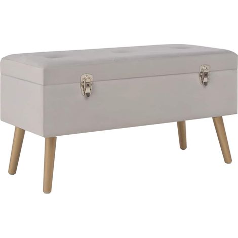 Banc Coffre de rangement avec compartiment - Banquette Pouf 80 cm Gris Velours BV183121 - BonneVie (1/5)