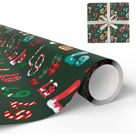 Wrapping Paper - 67 Meme Design - Christmas Holiday Gift Wrap - 20 x 35 Inches - 1 Roll (1/5)