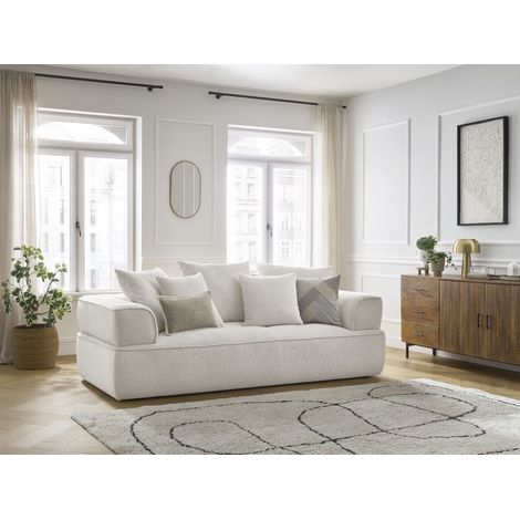BOBOCHIC - Canapé droit fixe 3 places WHESLEY   Beige (1/5)