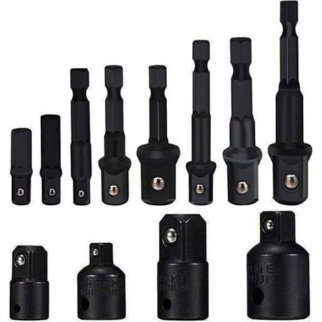 Socket Adapter Converter Set 8 Piece Hex Shank Drill Bit Nut Wrench Socket Extension Adapter Bit Set 4 Pack Reducer Adapters for Ratchet/Socket Wrenches (1/5)