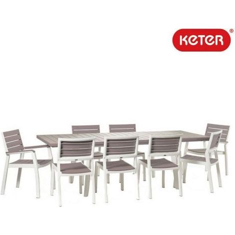 TAVOLO IN RESINA ESTENSIBILE DA GIARDINO HARMONY KETER 240 CM CON SEDIE 35705V TAVOLO + 4 SEDIE (35705/4)