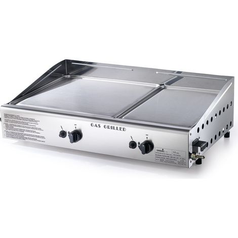 Doppia Piastra di Cottura Ompagrill Plancha Double 0471/M Alimentazione a Gas GPL e Metano con Accensione Piezoelettrica in Acciaio Inox per Alimenti