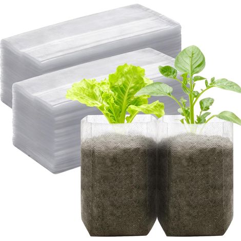 200 Pièces Sacs de Culture de Pépinière, Sacs Non Tissés Biodégradables pour Semis et Croissance, Sac de Plantation Non Tissé pour Légumes, Fleurs, Tomates, Jeunes Arbres (1/5)