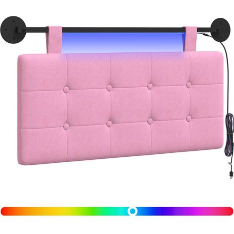 Testiera sospesa Con luce LED Rosa Tessuto vidaXL