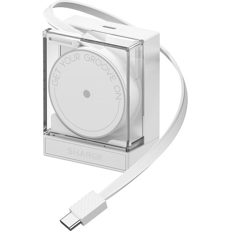 SHARGE 65W Chargeur USB C Retractable, Chargeur GaN Mural Double avec Câble USB C Rétractable, Chargeur Rapide PD pour MacBook Air,iPad, iPhone 16, 15 Pro, Blanc