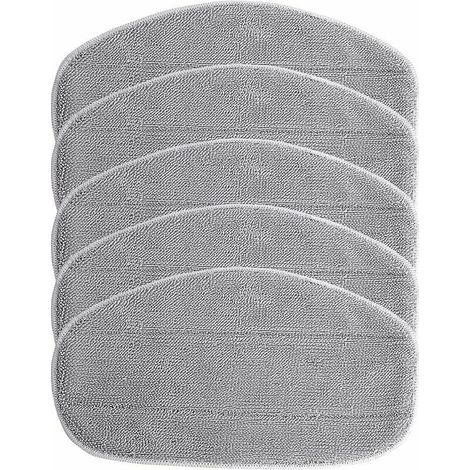 KZQ 5x Housses de rechange compatible avec Leifheit CleanTenso nettoyeur à vapeur, balai vapeur - microfibre, gris (1/4)