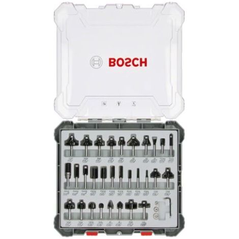 Juego fresas ranurar Bosch 30 piezas metal duro 14 pulg