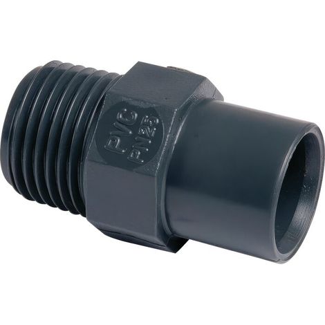 Raccord PVC pression noir droit - M 1' - Diamètre 32 mm - Girpi