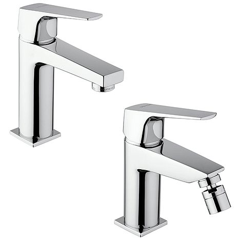 Set Rubinetti Piralla per lavabo e bidet con scarico automatico serie Iceberg cromato (1/5)