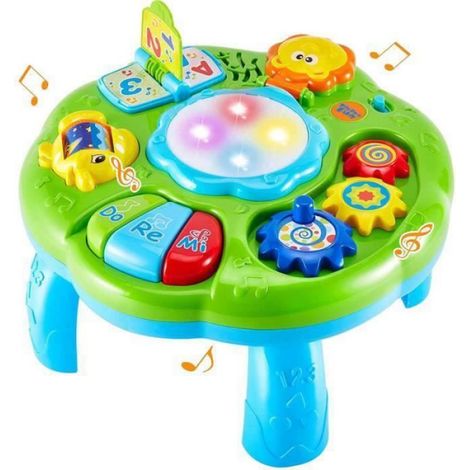 Table D Activite - Pour Bebes A Partir De 24 Mois - Avec Sons Et Lumières - Volume Regeable Sur 2 Niveaux - Vert - 1 Piece (1/4)