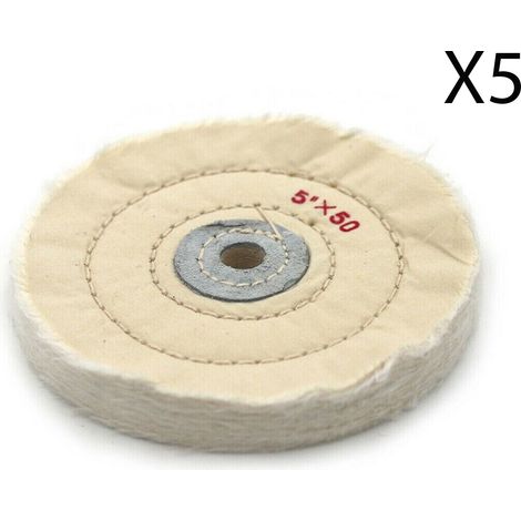 Disco di Lucidatura in Cotone Trapuntato 5pz Ruota Lucidante Mola 5''X50MM (1/5)