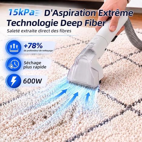 Shampouineuse 600w - 15kPa Nettoyeur Canapé Tissu - Avec Détergent (1/3)