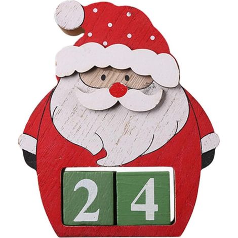 Calendrier Perpétuel de Bureau en Bois Rotatif, Décoration de Noël Créative de Bonhomme Ancien, Solide Bureau ou Restaurant (1/5)