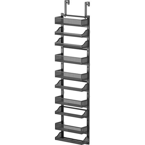 Organizzatore per dispensa da appendere alla porta, 10 ripiani, robusto ripiano portaoggetti, nero (1/2)