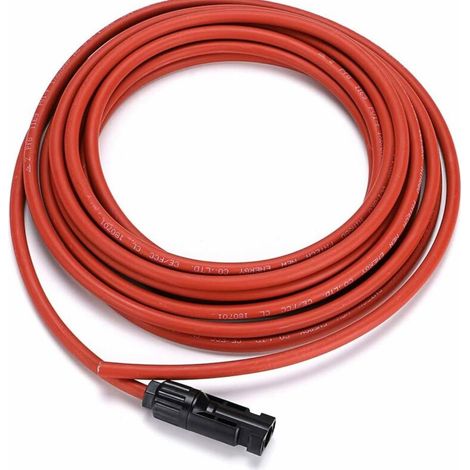 2 x câble d'extension PV, pv1 - f 6.0mm², 4M/câble, connecteur mc4 IP67, 14awg (noir + rouge) pour panneaux solaires photovoltaïques, etc. (1/4)