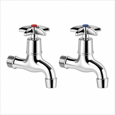 Balterley Crosshead Handle Wall Mounted Cleaner Sink Taps (Pair), Chrome (1/2)