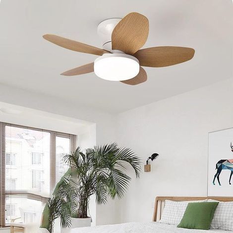 Ventilateur de plafond 65 cm avec éclairage et télécommande, ventilateur de plafond moderne à LED à intensité variable, 6 vitesses, minuterie, 5 pales (1/5)