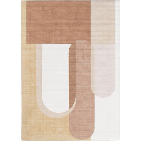Bobochic – Tapis poils ras 200x290 cm – Motif abstrait orange – Polyester doux – Résistant au chauffage par le sol – Entretien facile (1/5)